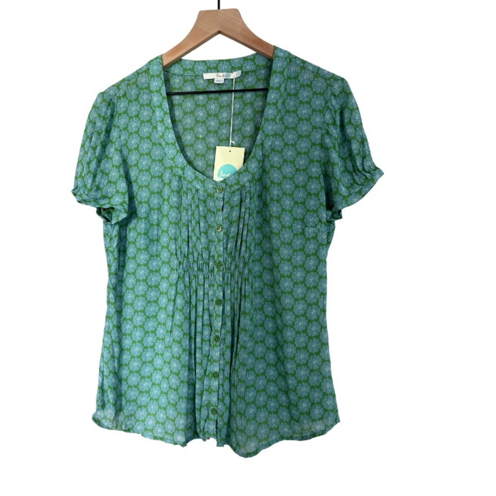 Boden Green Floral Patterned Blouse NWT Size 10
